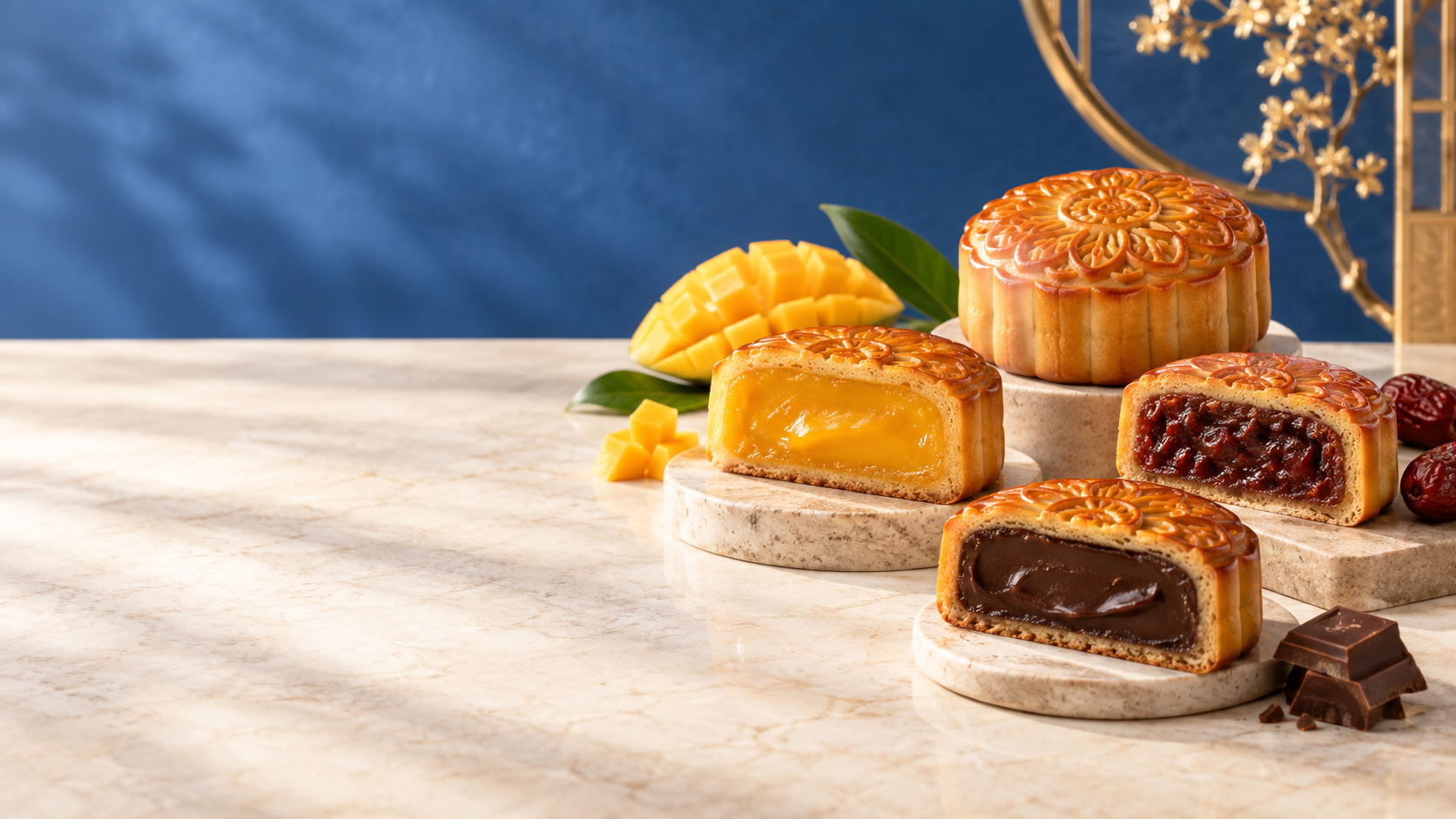 Bánh trung thu cắt đôi với nhiều vị nhân Sodeli